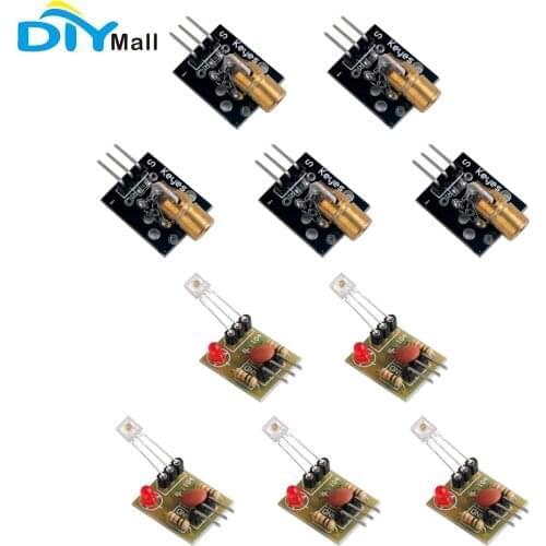 5pcs Keyes Laser Dot Diode Copper Head Transmit Module+5pcs Laser Sensor non-modulator Tube Receiver Module for Arduino