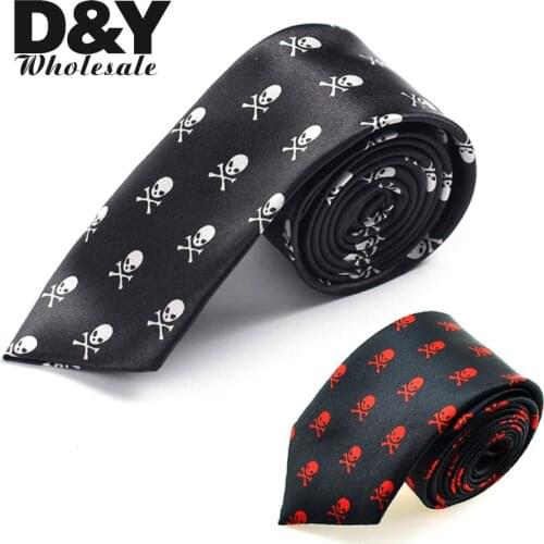 5cm Wide Men`S Tie Fashion Necktie " Small Skull" Pattern Cross Bone Black Skinny Party Wedding Tie Gift Cravat For Men 2020 New