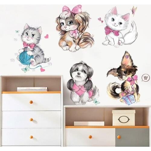 New 5D wall stickers Cartoon cat PVC removable waterproof DIY stickers TV backdrop decorative painting creative wallpaper