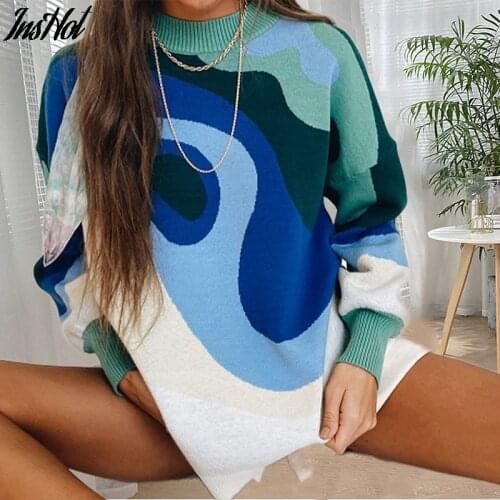Za Knitted Soft Sweaters Women Autumn Winter Long O Neck Jumpers Oversized Pullovers Streetwear Loose Warm Outerwear 2021