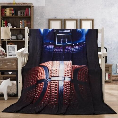 Thumbedding Basketball Flannel Blankets for Beds 3D Sport Throw Blanket Comfortable Material Soft Touching Bedspread Bed Deco