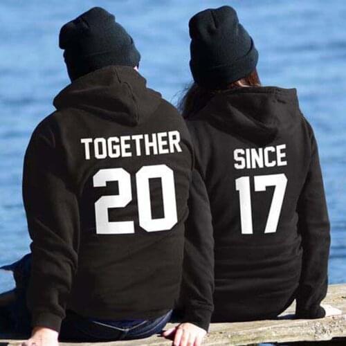 Couples Hoodies Unisex Women Couples Matching Sweatshirt Casual Long Sleeve Jumper Pullover Valentines Day Gifts Together Since