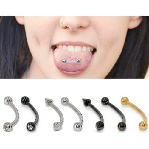 1PC Surgical Steel Tongue Piercing Tongue Rings Tongue Barbell Ring Curved Barbell Ear Tragus Cartilge Helix Stud Body Piercing