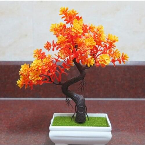 5 Colors Plastic Artificial Tree Flower Small Bonsai Plant Pot Culture For Home Living Room Furnishings Landscape Decorative