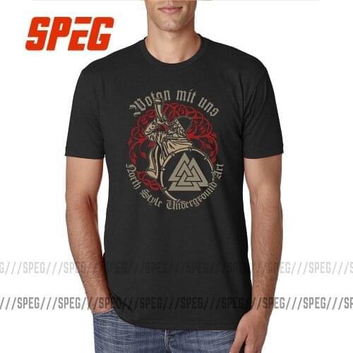 Causual T Shirts Men Wotan Mit Uns Viking North Style Male Tshirt Short Sleeve Tee O Neck Team Clothes Vintage Printed XXXL Male