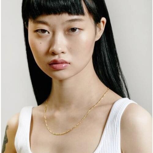 Simple Stainless Steel Chain Necklace Gold Color Silver Color Non-fading Classic Naszyjnik Mujer Geometric Korean Edition Collie