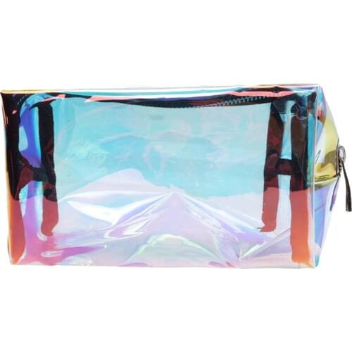 Women Laser Transparent Cosmetic Bag Girls Makeup Brush Bags PVC Travel Toiletry Student Pencil Case Fashion Make Up Pouch