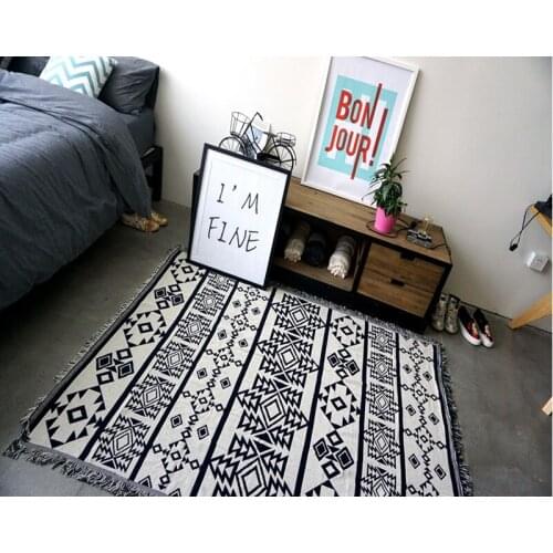 Nordic Style Rhombus Blanket For Sofa Living Room Bedroom Rug Yarn Dyed Sofa Cotton Blanket Multifunction Rug Tapestry Bedspread