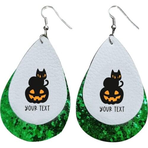 Happy Halloween Gnomes Theme Earrings- Faux Leather Teardrop Earrings Double Print Wholesale New