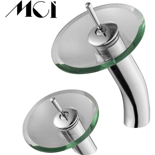 Brass Round Glass Bathroom Sink Hole Water Hot and Cold Tap Waterfall Faucet For Bathroom Mixer Tap Torneira Water Inlet Pipe