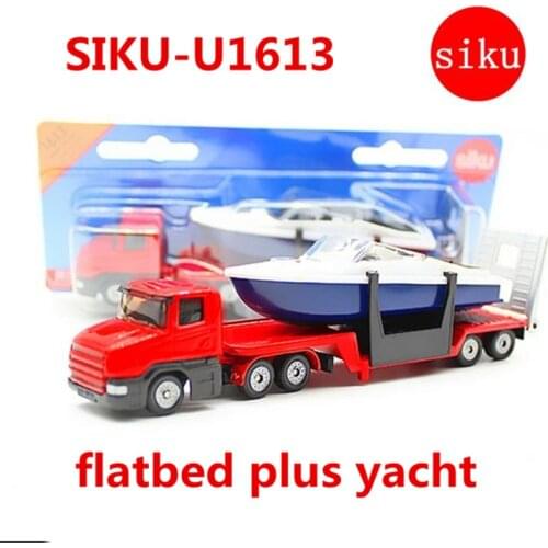 1:87 alloy construction vehicles, high simulation flatbed plus yacht, SIKU-U1613 model, free shipping
