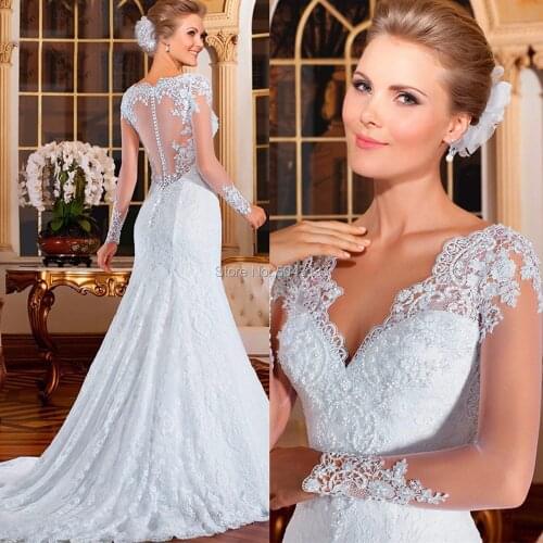 Beading Mermaid Wedding Dresses V-neckline Lace Applique Cap Sleeve Backless Wedding Bridal Gowns Floor Length Vestido De Noiva