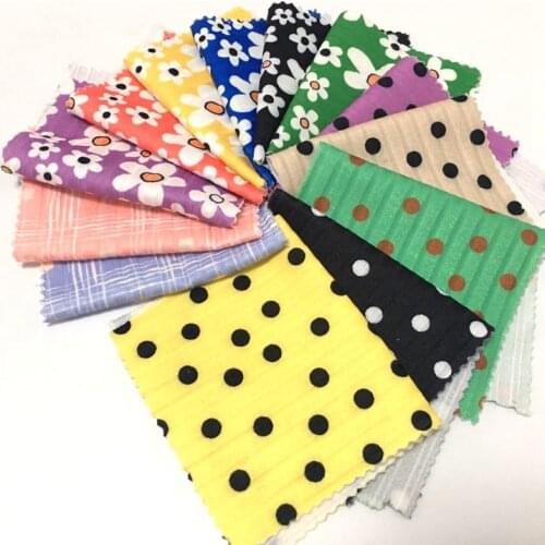 Printed Dot Floral Sewing Fabrics Stretch Jersey Cloth Baby Clothes Material Patchwork Fabrics TJ1369