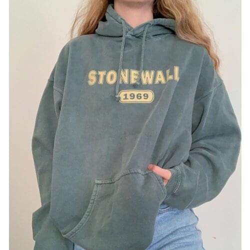 Vintage Green Letter Print Hoodies Women Loose Long Sleeve Autumn Hooded Sweatshirts Female Casual Cotton Hoodie Y2k Tops 2021