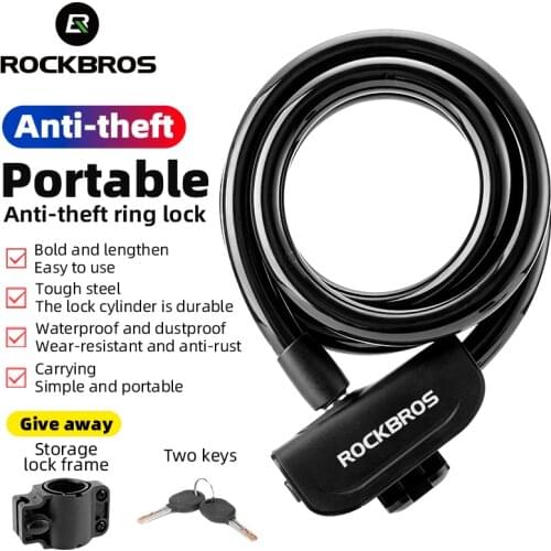 ROCKBROS Bicycle Lock Portable Anti-theft Ring Lock MTB Road Cycling Cable Lock 2 Keys Motorcycle Vehicle Bicycle Accessories