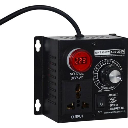 AC 0V-220V 4000W High Power Electronics Voltage Regulator Machinery Electric Variable Dimmers Motor Speed Controller Thermostat