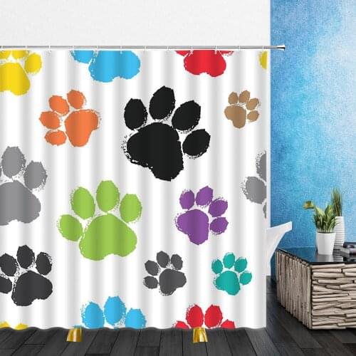 Cartoons Pet Shower Curtains Owl Unicorn Kitty Cat Funny Animal Waterproof Bathroom Decor Home Bathtub Polyester Curtain Set