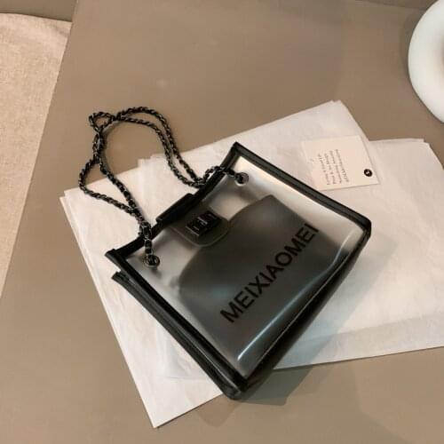 Web celebrity ins small bag handbag 2021 new tide han edition joker single shoulder bag transparent fashion chain inclined shoul