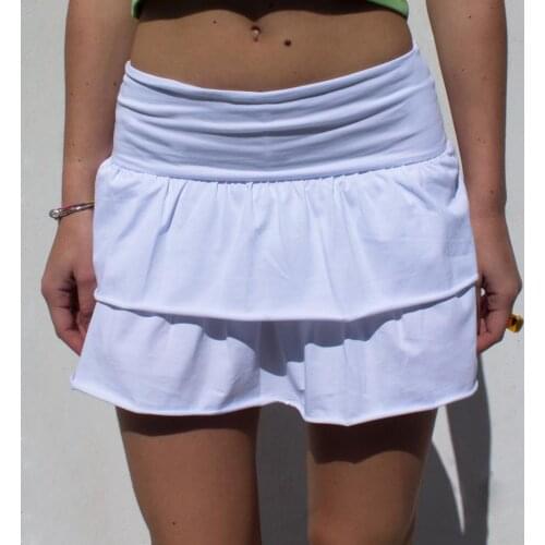 2021 Summer Fashion Women Multiple Layer Short Mini Skirt Solid Color Elastic Waist Ruffled Hem Mini skirts High Street Skirt