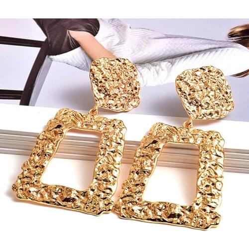 Wholesale Gold Geometric Metal Drop Earrings High-Quality Fashion Pendientes Accessories Jewelry For Women
