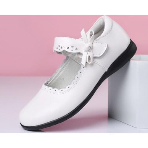 2021 New Spring/Autumn Girls Leather Shoes Black Shoes Princess Student Performance Flats Breathable Party Dance Kids Boat Shoes