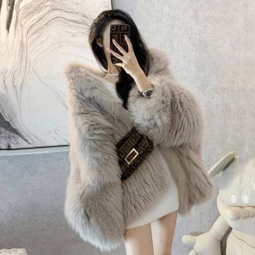 2021 Women Winter Fashion Imitation Fox Fur Coats Female Solid Color Warm Plush Jackets Ladies Faux Fur Hooded Overcoats M614