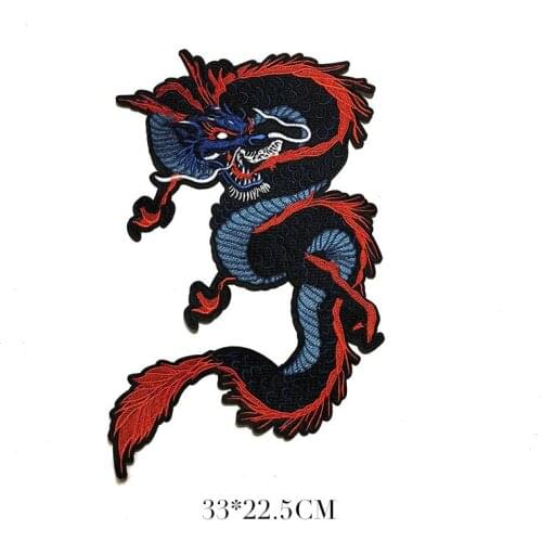 1PCS New Chinese Style Animals Exquisite Red Dragon Embroidery Patch Clothes Applique for T-shirt Clothing Accessory Coat Patch