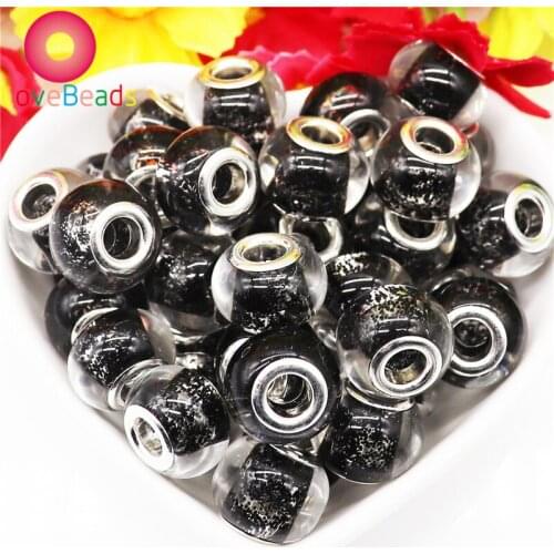 10 Pcs Color Glass Glitter 16mm Big Round Rondelle Crystal Large Hole Beads Murano Women DIY Chain Jewelry Fit Pandora Bracelet