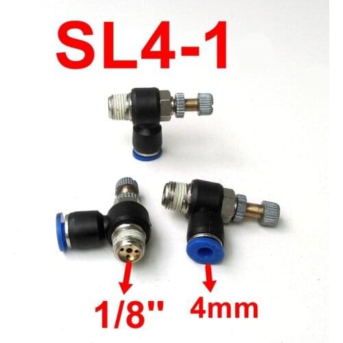 10pcs/lot Pneumatic Air Fitting Throttle valve SL4-1 Air Speed Control 4mm tube PT1/8