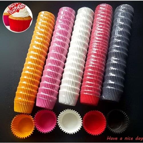 1000Pcs Mini size Chocalate Paper Liners Baking Muffin Cake Paper Cups Cake Forms Cupcake Cases Solid Color Party Tray Cake Mold