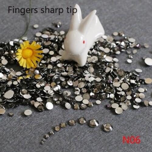 1000pcs SS6-SS30 Mixed Size charming beautiful Grey 14 facet round diamond sparkling acrylic nail art decoration N06