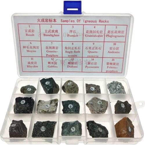 15pcs Igneous Rock Specimen Educational Collection Real Stone Teaching Aid