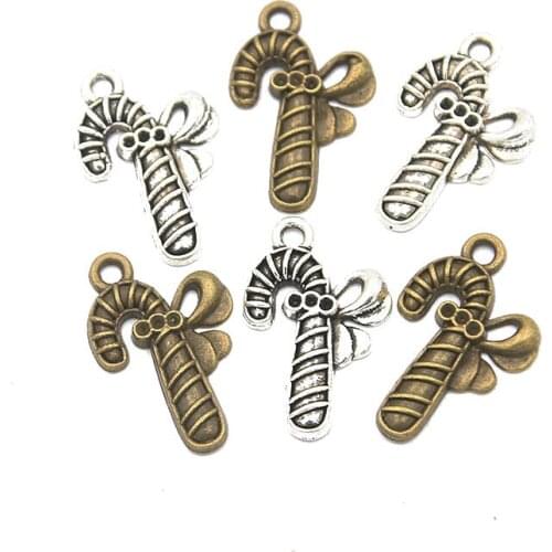 30Pcs 15*21mm Two Color Magic Wand Charms Bowknot Pendants Handmade Decoration Vintage For DIY Bracelet Jewelry Making Findings