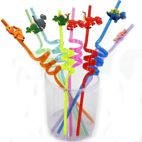 8Pcs/Lot High Quality Cartoon cute animal dinosaur Reusable Straw Wedding Holiday Decoration Drink Straw Barware Bar Accessories