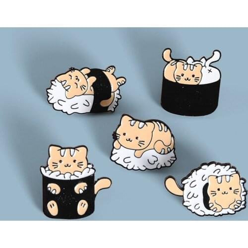 Retro Cute Cat And Its Nest Design Brooch Cartoon Teacup Blanket Cat Small Animal Alloy Enamel Badge Jewelry Childrens Gift