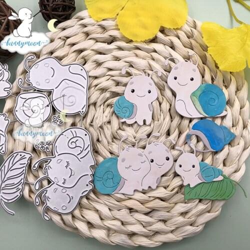 Bunnymoon Cute snails 3D Gift Stitched DIY Scrapbooking Stamps Craft Embossing Die Cut Making Stencil Template