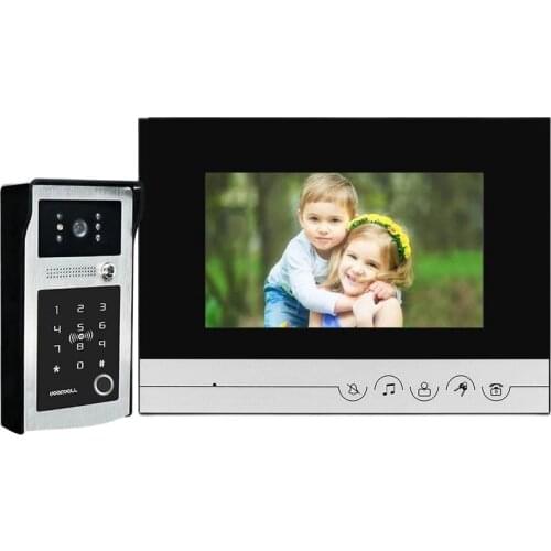 Kinjoin 7 inch security building video door phone touch button doorbell with good night vision