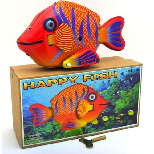 Adult Collection Antique Style Clockwork Tin Toys Wind Up Toys Robots iron Metal Models Craft Fish