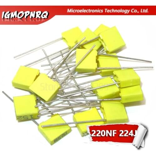 20PCS Correction capacitor 220NF 224J 100V 5mm Polypropylene Safety Plastic Film Capacitor New original