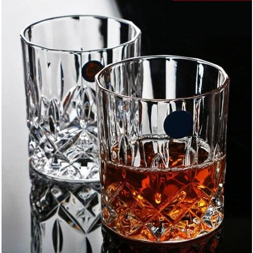 Round Glass Lead-free Heat Resistant Transparent Crystal Beer Whiskey Brandy Vodka Cup Multi Pattern Drinkware Bar Gifts
