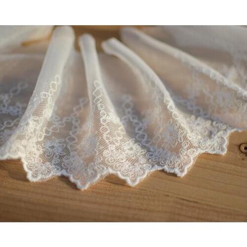 1 Meter 10.5cm width Ivory Embroid Sewing Ribbon Guipure Organza Lace Trim Fabric Warp DIY Garment Accessories free shipping
