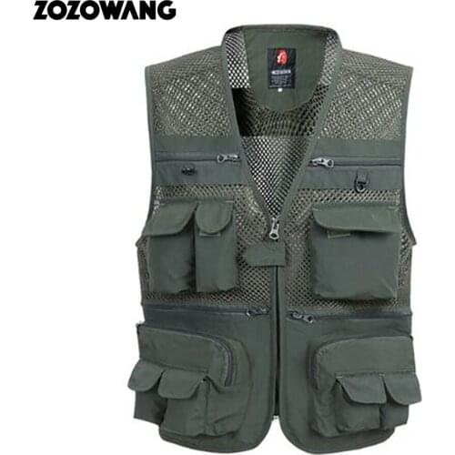 Summer Mesh Vest For Men Spring Autumn Male Casual Thin Breathable Multi Pocket Waistcoat Mens Baggy 5XL Vest With Many Pocket