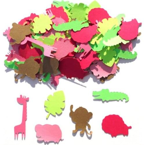 Cute Jungle Animal Girl Themed Party Confetti Assorted Pieces or a Birthday Party or Baby Shower Table decor scrapbook favors