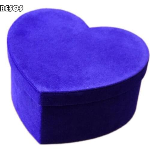 Fashionable Solid Color Large Candy Color Heart-shaped Wedding Party High-end Cosmetics Jewelry Valentines Day Velvet Gift Box