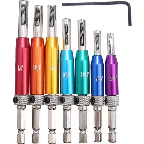7pcs Self Centering Lock Hinge Drill Bit Sets Woodworking Drilling Pilot Hole Opener For Wood Tool Hole Saw Cabinet Tools Set