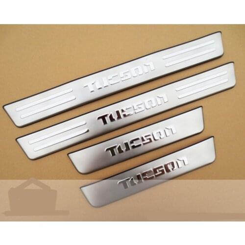 For Car Styling Tucson 2006-2013 Accessories Door Sill Protector Scuff Plates Stainless Steel Pedal Stickers
