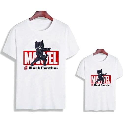2021 New Family Clothes Black Pather Marvel Letter Mommy And Daughter Father Son Tshirts Baby Kids White Family Matching Outfits