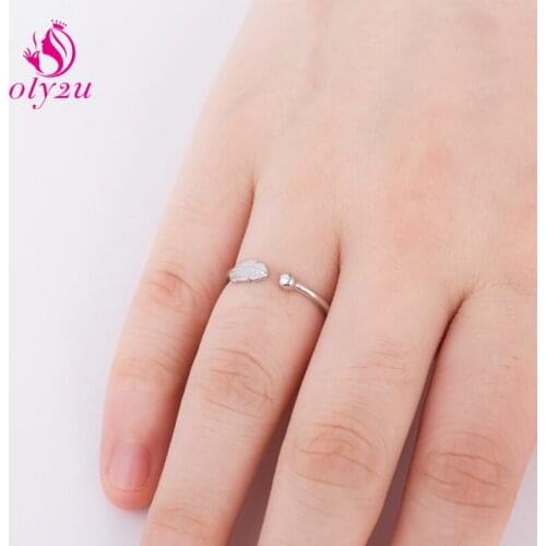 Oly2u Dainty Feather&Ball Open Rings Graduation Gift Punk Leaf Adjustable Rings for Women Girls