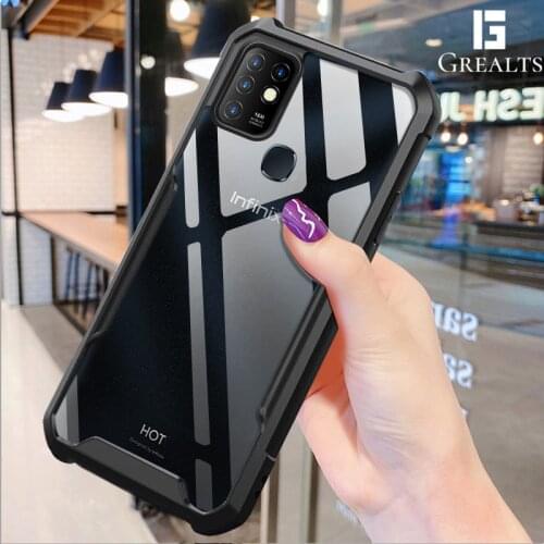For infinix Hot 10 Case Transparent Back Fitted Cases Shockproof Corners Anti-Scratch Shell Slim Cover