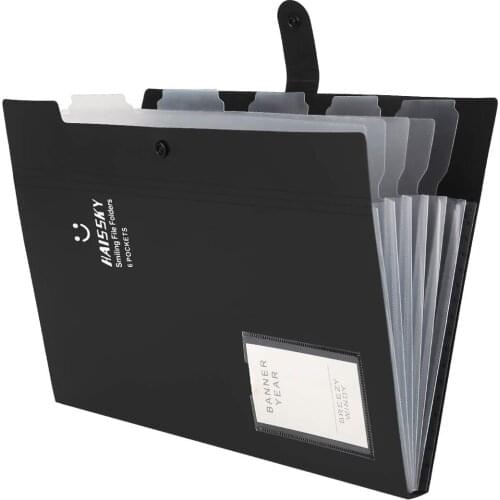 Expanding File Folder with 6 Pockets, Accordion Folder Paper Organizer A4 Letter Size Document Folders for School Office